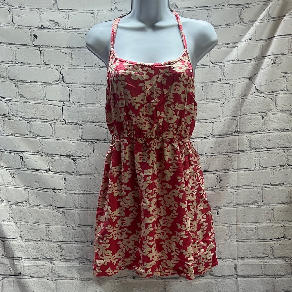 Charlotte Russe Pink and Cream Floral Halter Dress